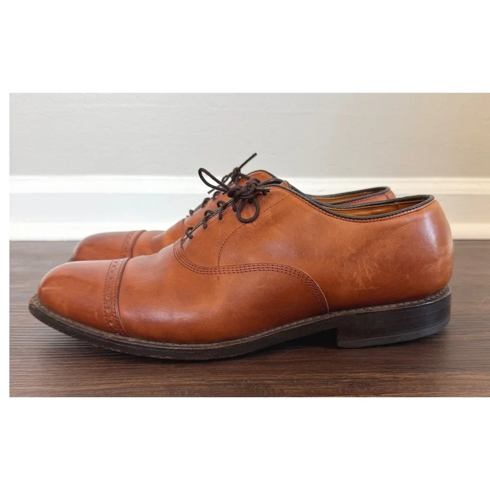 Allen Edmonds Wyngate Brown Cab Toe Brouge Oxford Dress Shoes 0454 Men's Sz 10D